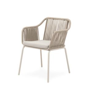 Silla de exterior con cojin beige con patas beige