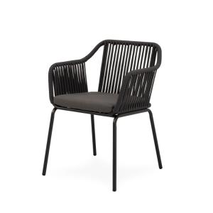Silla de exterior con cojin gris con patas gris