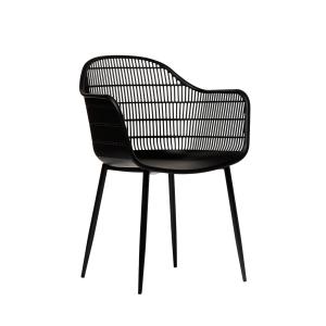 Silla de exterior de polipropileno negro 62x86 cm