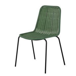 Silla de exterior de resina reciclada verde caqui y metal n…