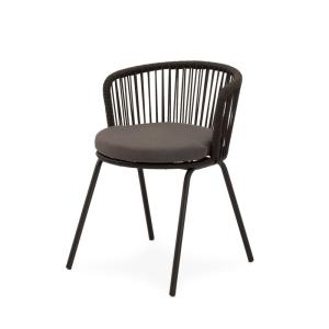 Silla de exterior gris con cojin