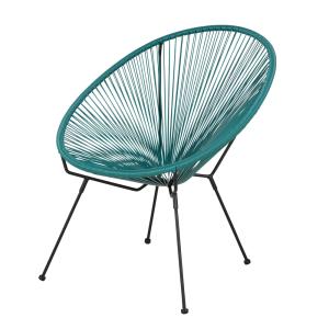 Silla de exterior redonda de acero negro y resina reciclada…