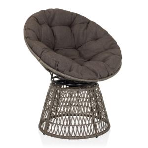 Silla de exterior tejido, ratán pe, hierro gris