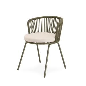 Silla de exterior verde con cojin