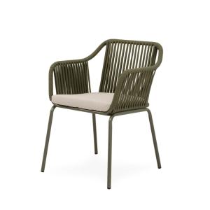 Silla de exterior verde con cojin con patas verde
