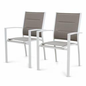Silla de jardín apilable de aluminio, set de 2, blanco