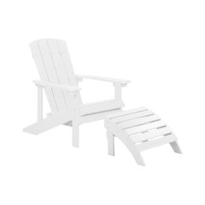 Silla de jardín blanco con reposapiés