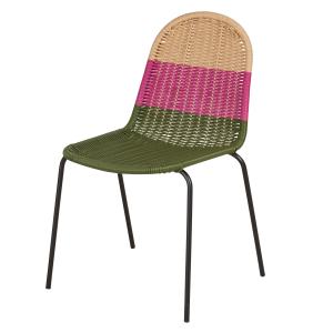 Silla de jardín de acero negro y resina verde caqui, beige…