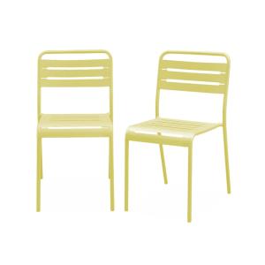 Silla de jardín de acero, set de 2, amarillo