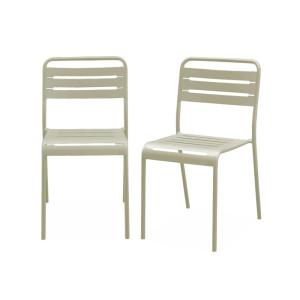 Silla de jardín de acero, set de 2, beige
