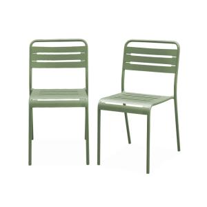 Silla de jardín de acero, set de 2, verde