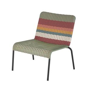 Silla de jardín de resina trenzada multicolor y acero en ne…