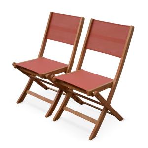 Silla de jardín plegable de madera, set de 2, terra cotta