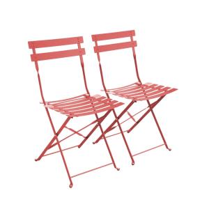 Silla de jardín plegable de metal, set de 2, terracotta
