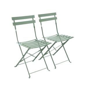 Silla de jardín plegable de metal, set de 2, verde grisáceo…