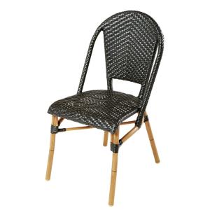 Silla de jardín profesional de resina trenzada negra Alt. 8…