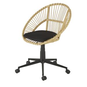 Silla de oficina con ruedas de metal beige y negro