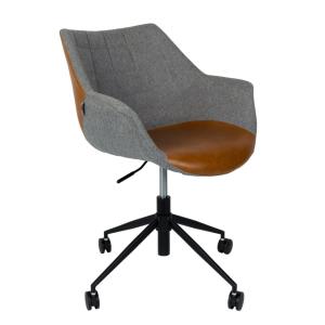 Silla de oficina ergonómica con tela gris y cuero vegetal m…