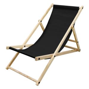 Silla de playa negra madera de pino tejido oxford carga has…
