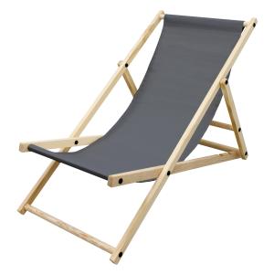 Silla de playa plegable madera tumbona antracita para