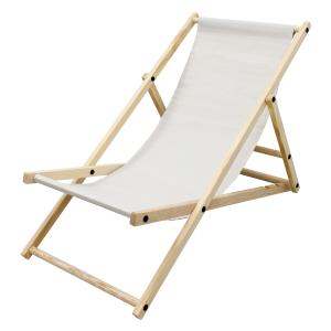 Silla de playa plegable madera tumbona de sol beige