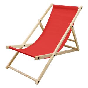 Silla de playa plegable madera tumbona de sol rojo