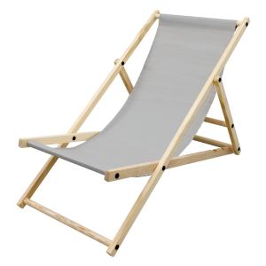 Silla de playa plegable madera tumbona gris claro