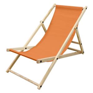 Silla de playa plegable madera tumbona naranja para