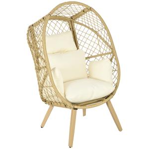 Silla de ratán beige y blanco acero 88 x 85 x 143 cm