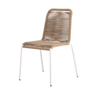 Silla exterior metal con  cuerda tejida beige 54 x 83 cm