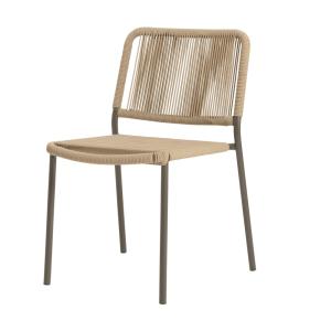 Silla exterior metal con  cuerda tejida negro 49,5 x 78,5 cm