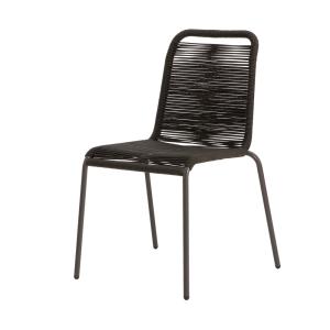 Silla exterior metal con  cuerda tejida negro 54 x 83 cm