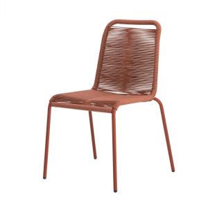Silla exterior metal con  cuerda tejida terracota 54 x 83 cm