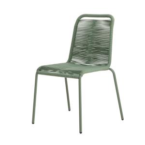 Silla exterior metal con  cuerda tejida verde 54 x 83 cm