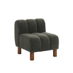 Silla infantill de madera de hevea y borreguito, verde kaki