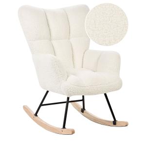 Silla mecedora bouclé blanco