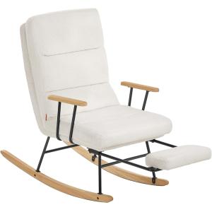 Silla mecedora con respaldo regulable de color blanco crema