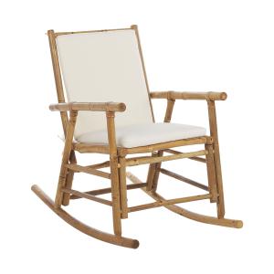 Silla mecedora de jardín marrón madera de bambú