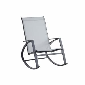 Silla mecedora para exterior en acero y poliéster gris clar…