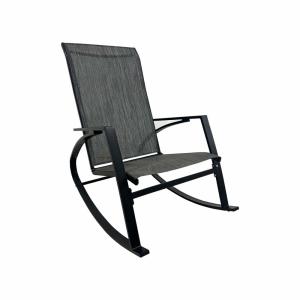 Silla mecedora para exterior en acero y poliéster gris oscu…