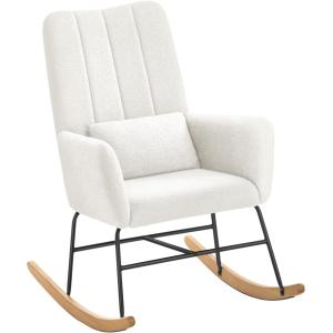 Silla mecedora reclinable con reposabrazos de color blanco…