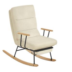 Silla mecedora respaldo regulable de felpa y madera de colo…