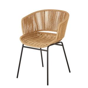 Silla para restaurantes de acero negro y resina beige