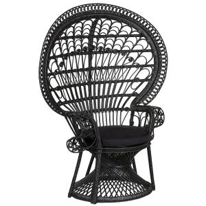 Silla pavo real negro ratán