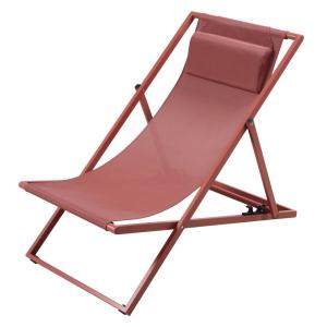 Silla plegable de acero y textileno color terracota