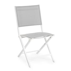 Silla plegable de aluminio y textilene blanco.