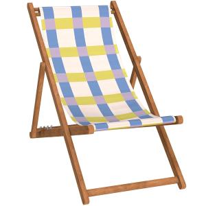 Silla plegable de haya con estampado cuadros amarilla