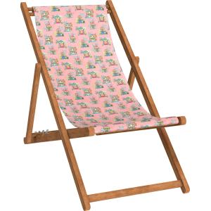 Silla plegable de haya con estampado de templos rosa