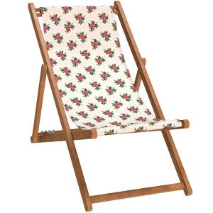 Silla plegable de haya con estampado floral blanca