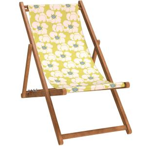Silla plegable de haya con estampado flores amarilla